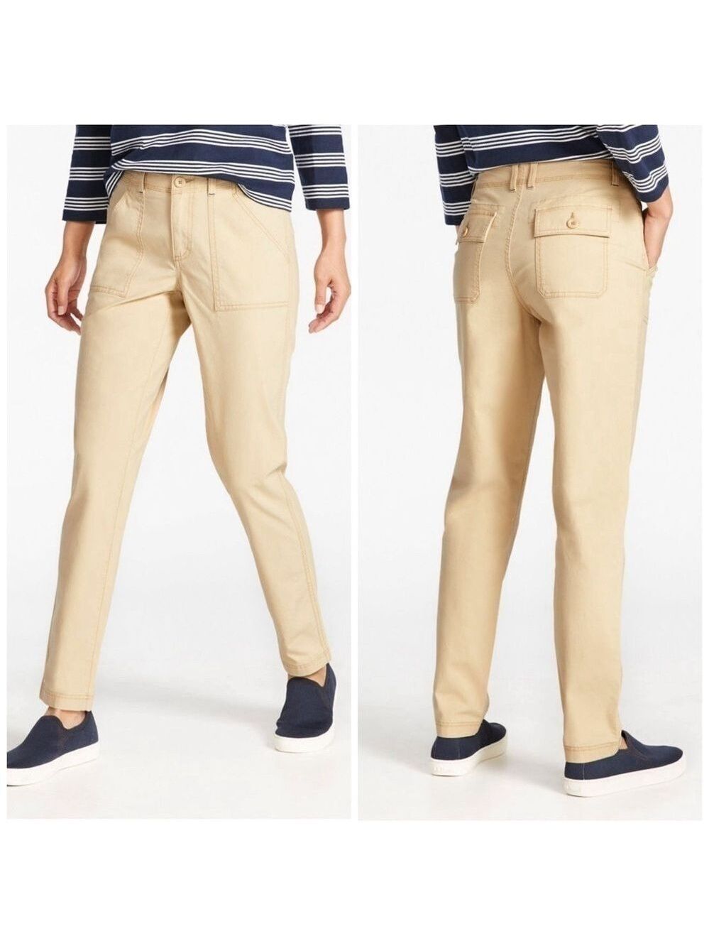 L.L. Bean Stretch Canvas Mid-Rise Slim-Leg Ankle Favorite Fit Chino Pants
